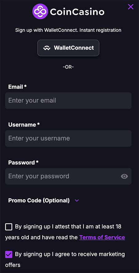 Rejestracja Coin Casino — krok po kroku